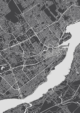City map Quebec, monochrome detailed plan, vector illustration