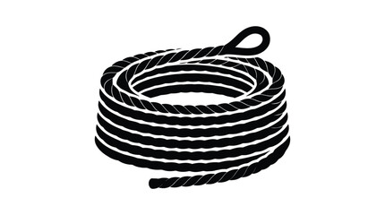 Coiled rope on white background black silhouette © MdRakib