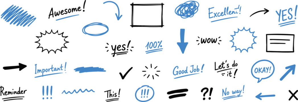 Blue and Black Sketched Design Elements for Presentations and Notes