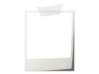 Vintage photo frame card with film texture with glued transparent tape, isolated transparent PNG.