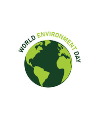 Obraz premium World Environment Day Logo concept with earth, poster, banner, graphic design template, unit vector, post, digital ad, icon, sticker, greeting card, Label, Leaves 