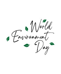 Obraz premium World environment day logo with green text and leaf, World environment day logo design vector