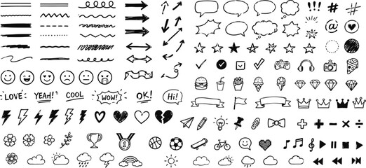 Handwritten Arrow, Speech Bubble, and Icon Set for Infographics © AbuHuraira