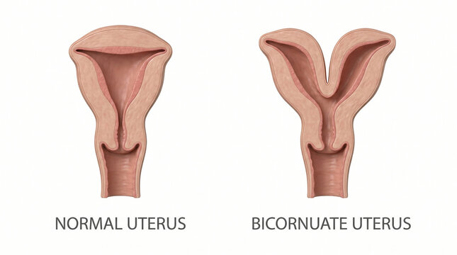 Normal Female Uterus vs Bicornuate Uterus Congenital Anomaly