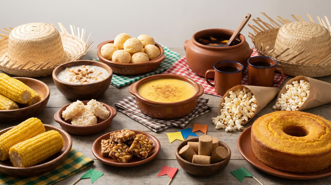 Beautiful Presentation of Brazilian Country Delicacies and Corn