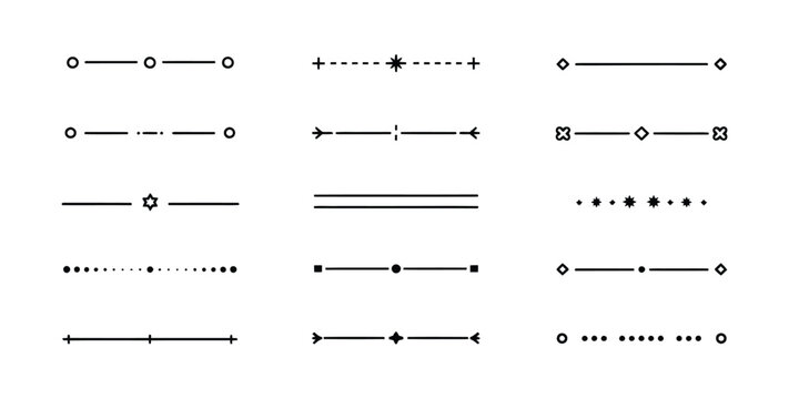 Abstract border lines and paragraph separator vector set, decorative divider elements for text layout, ornamental frames, section breaks, and minimalist design composition in modern graphic projects
