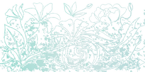 Seamless vector pattern illustration of an abstract blue floral background with birds, waves, and ocean nature elements for a summer wallpaper design © MDSyedAhmed