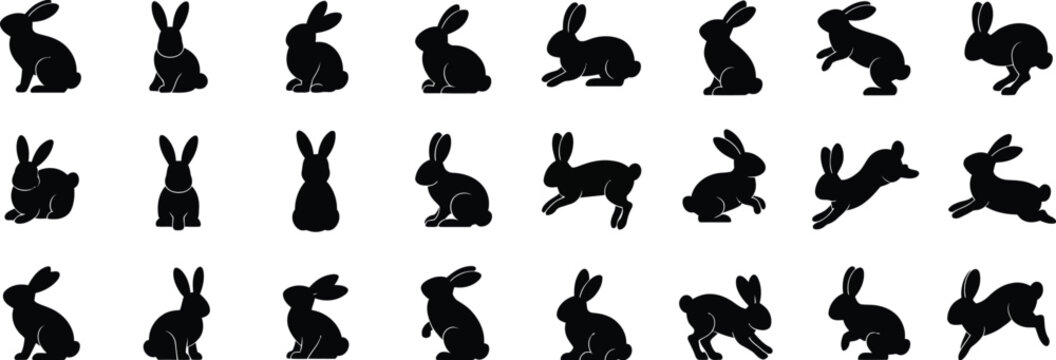 Set of vector silhouettes of black cartoon fire flames, domestic animals, and halloween cat illustrations