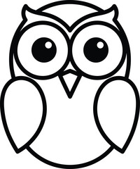 Obraz premium A cute cartoon owl with big eyes on white background