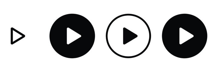 Play button icon representing web media interface start symbol, online video control element, streaming application action button design, multimedia playback sign, clean modern interface icon ©                     