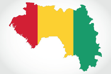 Fototapeta premium Vector graphic artwork suitable for print and web containing flat detailed map of GUINEA