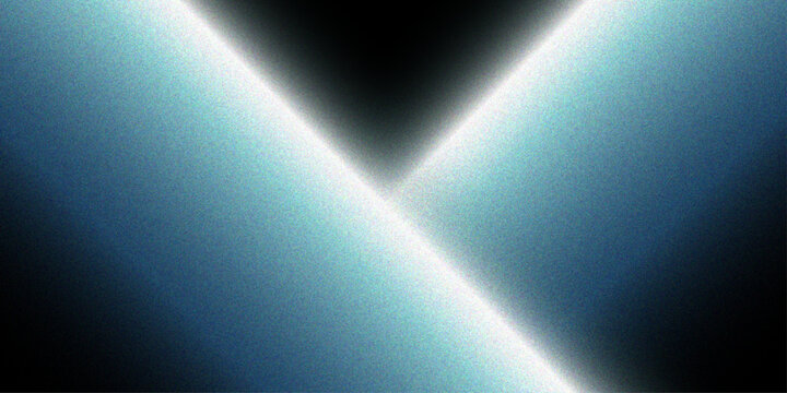 Abstract Geometric Blue Neon Light Beam Background with Grainy Noise Texture