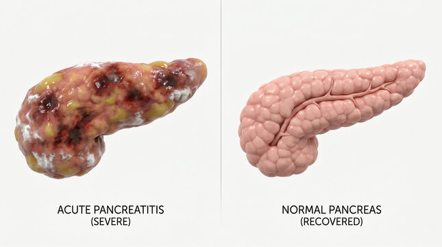 Severe Acute Pancreatitis Necrosis vs Normal Recovered Pancreas