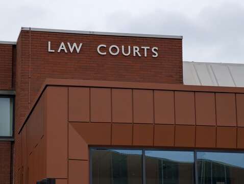 Crewe Cheshire UK May 16 2026 Exterior architecture of the Crewe Law Courts and Magistrates' Court in Cheshire, England.