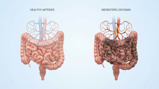 Healthy Intestinal Arteries vs Mesenteric Ischemia Bowel Disease