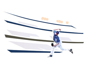 Fototapeta premium Baseball Pitcher Throwing Ball in Stadium – Vector Sports Illustration. Baseball player