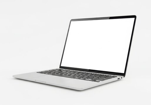 Modern silver laptop computer with a blank screen for your design