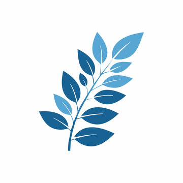 Stylized Blue Leaf Branch Illustration