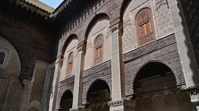 Moroccan Islamic architecture of Bou Inania Madrasa in Fez