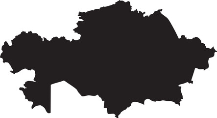 Obraz premium Black silhouette map of Kazakhstan a simple vector graphic isolated on white perfect for geography and political design projects