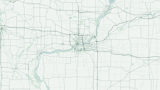 Modern minimalist vector map of Rock Island, Illinois, USA. High-quality scalable illustration of Rock Island city grid, Mississippi River, Rock River, and urban infrastructure for posters and design.