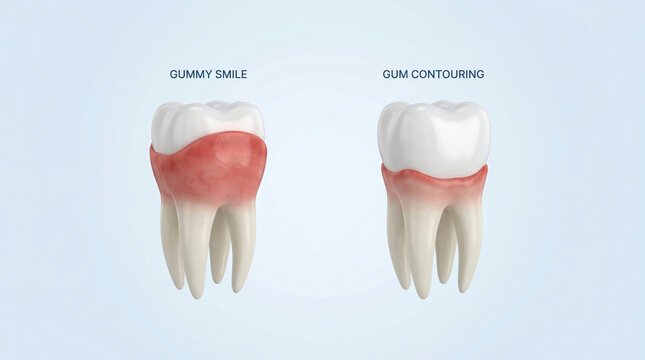 Gummy Smile Correction and Cosmetic Gum Contouring Dental Illustration