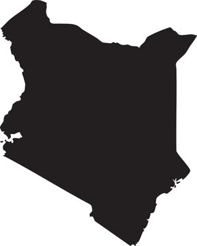 Detailed black silhouette map of Kenya a simple vector graphic outline perfect for geographic presentations educational materials and travel-related designs