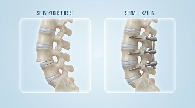 Spondylolisthesis Spinal Fixation Surgery Lumbar Anatomy 3D Illustration