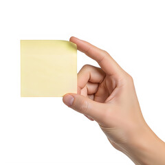 Fototapeta premium Hand holding a sticky yellow note