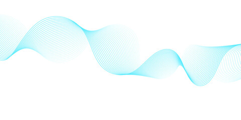 Abstract flowing neon blue and purple wave lines on transparent, combined with cyan soundwave mesh on black featuring smooth gradient curves for futuristic digital technology design. © Hasan