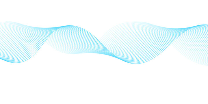 Abstract flowing neon blue and purple wave lines on transparent, combined with cyan soundwave mesh on black featuring smooth gradient curves for futuristic digital technology design.