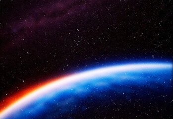 Abstract cosmic background with star field, glowing nebula colors and luminous light streak © DesignSells