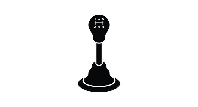 gear shift knob with h pattern diagram black silhouette on white