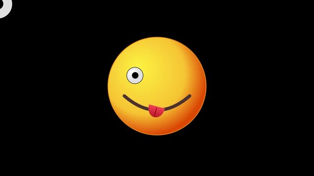 zany crazy 3d emoji with tongue out motion