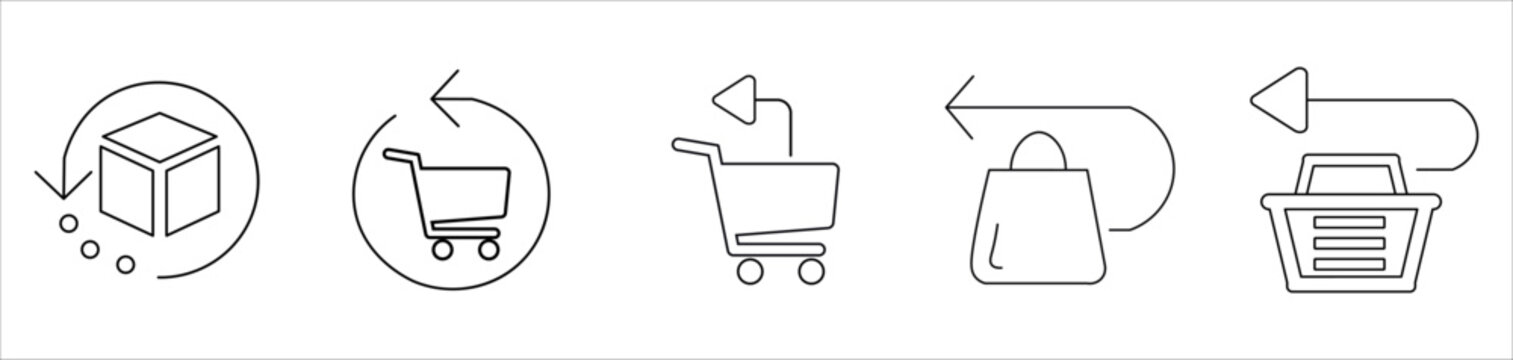 Product returns and replacements. Shipping and delivery service symbols. Simple flat line vector