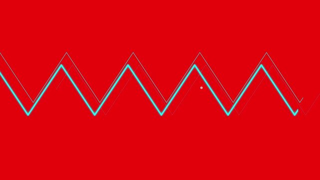 zigzag motion graphic pattern on bright red backdrop