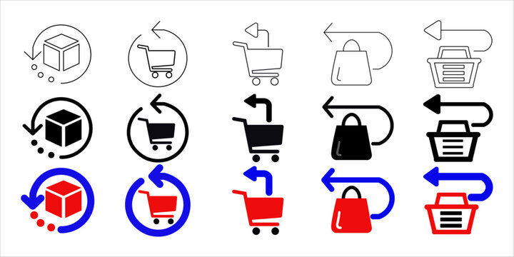 Product returns and replacements. Shipping and delivery service symbols. Simple flat vector
