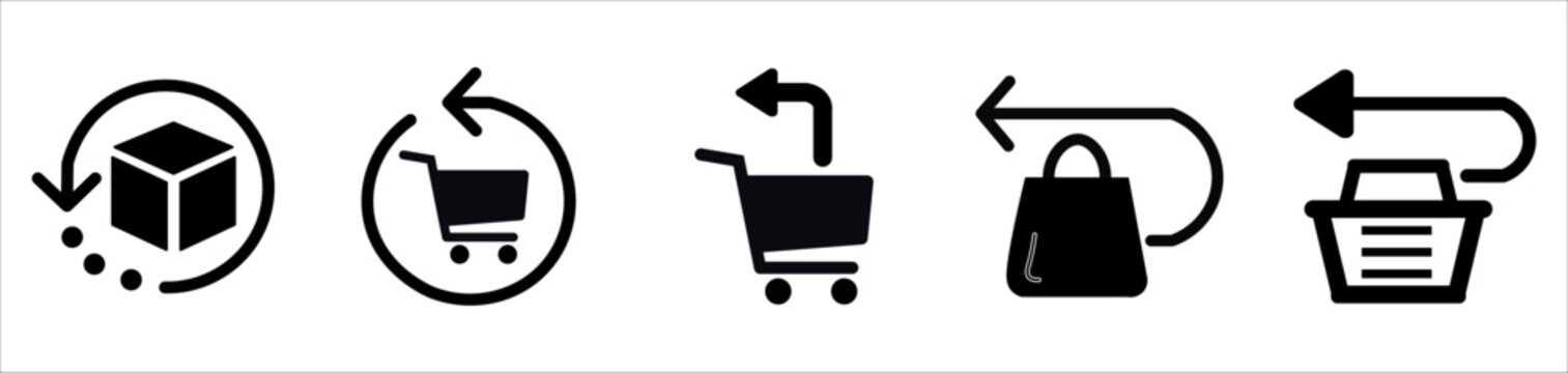 Product returns and replacements. Shipping and delivery service symbols. Simple flat solid vector