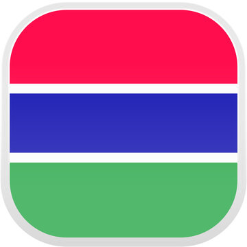 Gambia Flag Icon - Flat Design - Smooth Rounded Square