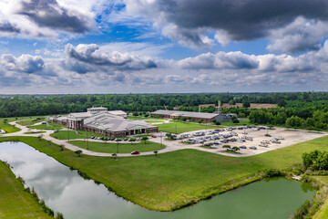 River Parishes Community College Louisiana — Wide Campus Aerial Retention Ponds Parking and Wooded Landscape Ascension Parish