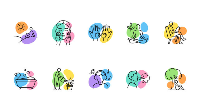 Collection of colorful cartoon animals washing their hands and face