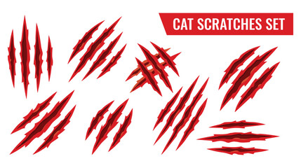 Scary cat claw scratch marks isolated on white background design element. © GW