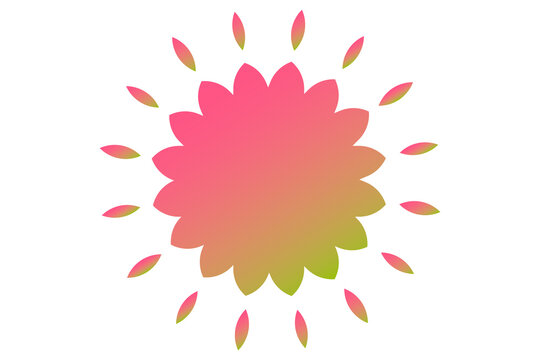 Pink lime gradient flower starburst. Ombre petal sunburst floral badge sticker, decorative botanical burst for stickers, social media, journaling, branding, digital assets. High-res PNG, transparent