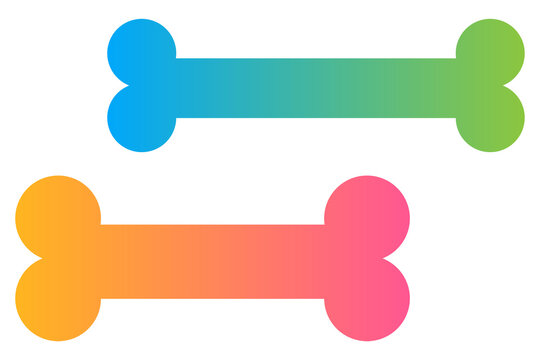 Smooth gradient bone icons. Colorful cute dog bone graphics for pet branding, veterinary logos, pet shop stickers, social media, children playful design projects. High-res PNG, transparent background