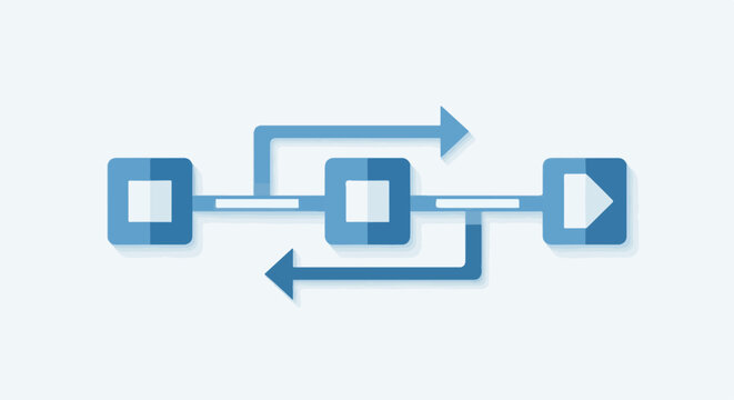 Blue flowchart process diagram with arrows