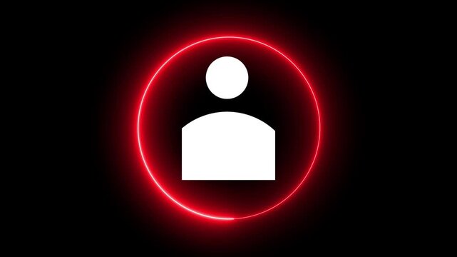User neon line icon 4k video animation on the black background. Glowing neon light people icon animation. neon person or people sign