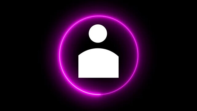 User neon line icon 4k video animation on the black background. Glowing neon light people icon animation. neon person or people sign