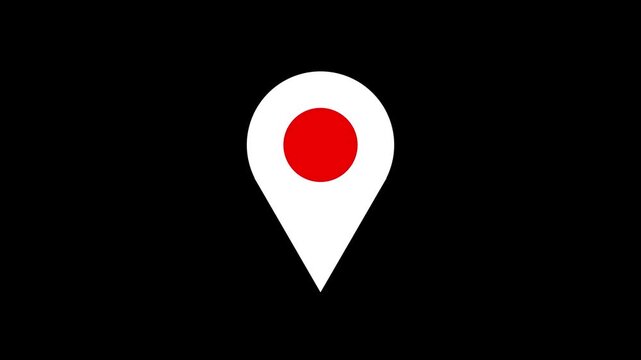 Abstract location icon fast tracking map pin icon animation on black background. digital city map symbolizing precise navigation location tracking and destination finding 