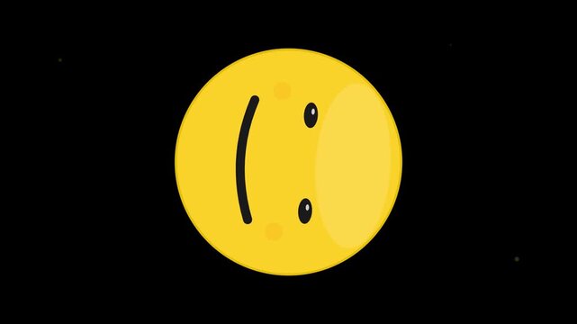 upside down face emoji spinning on black canvas