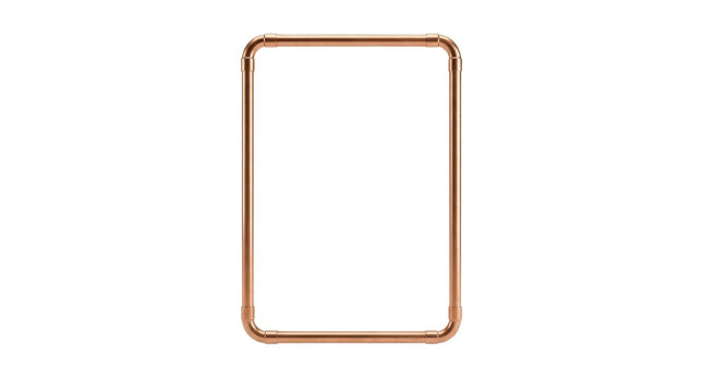 Copper pipe rectangular frame on a transparent background PNG file